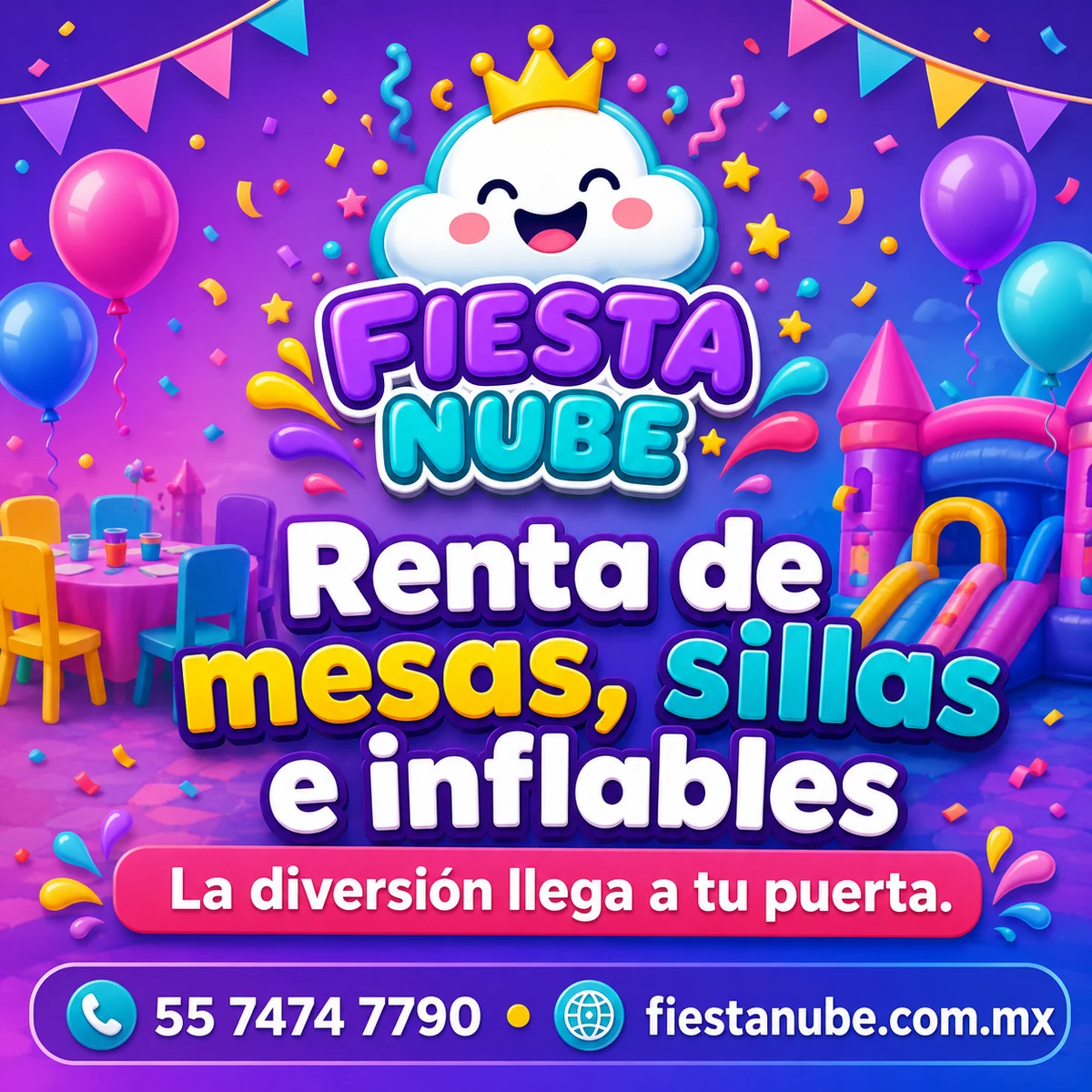 Fiesta Nube: renta de mesas, sillas e inflables